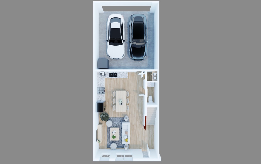 Nova (AU2201) - 2 bedroom floorplan layout with 2.5 bathrooms and 1307 - 1347 square feet (Floor 1)