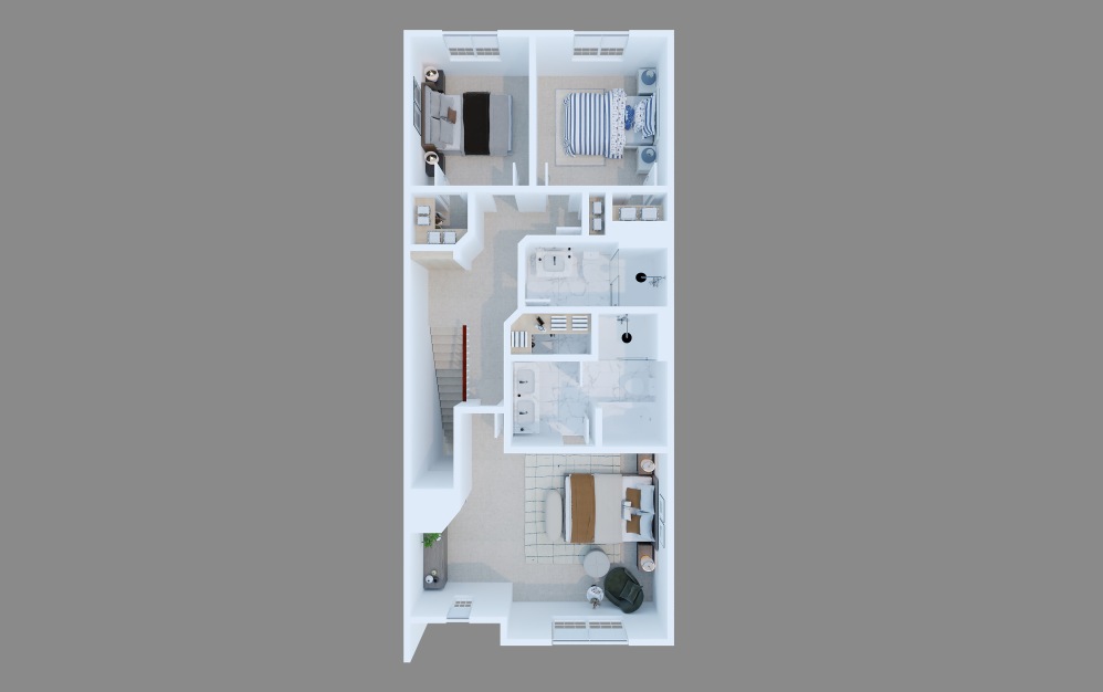 Meridian (AU3201) - 3 bedroom floorplan layout with 2.5 bathrooms and 1482 - 1532 square feet (Floor 2)