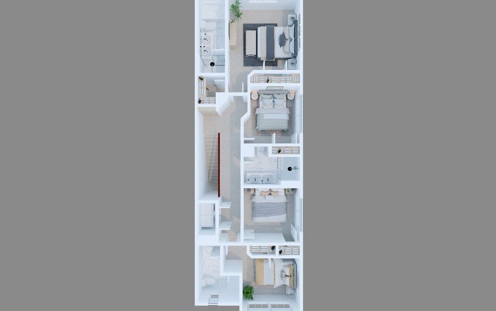Odyssey (AU4201FL) - 4 bedroom floorplan layout with 3.5 bathrooms and 1871 square feet (Floor 2)