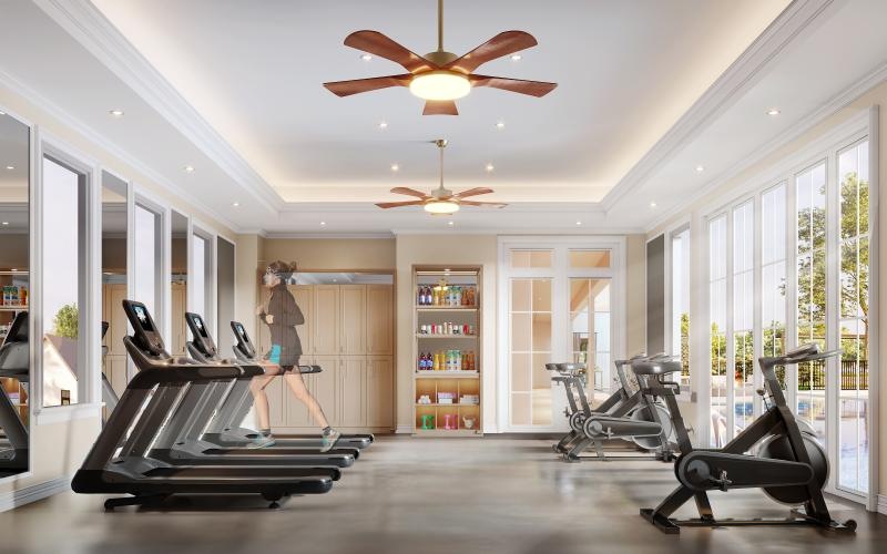 a gym with exercise equipment