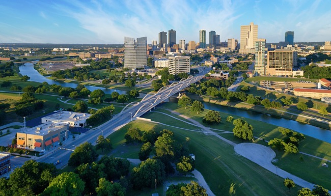 an aerial view of a city